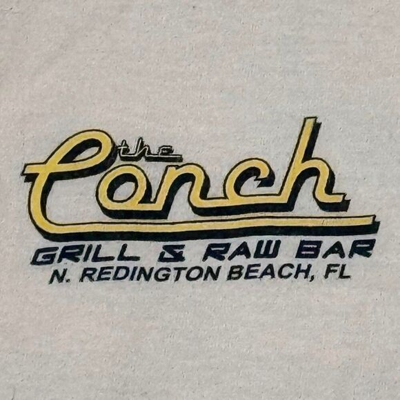 The Conch Grill & Raw Bar Airplane T-Shirt XL Pinup Girl Flight Attendant Beige - Picture 3 of 6